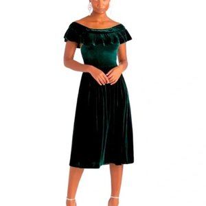 Hill House Home Akilah Nap Dress, Emerald Green Velvet, size XS